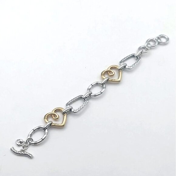 Brighton Fresco 3-Pc Set Silver & Gold Plated Necklace Earrings Bracelet & Tin - Picture 5 of 8